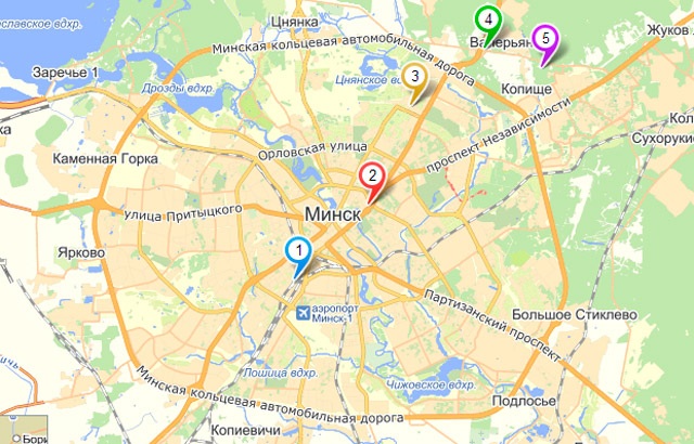 карты Яндекс. автодромы Минска на карте