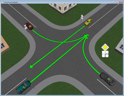 Симулятор вождения ADrive 1.6. «Проезд перекрестков». Обозначенный перекресток.