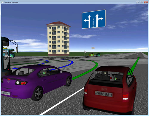 Симулятор вождения ADrive 1.6. «Проезд перекрестков». Перекресток со знаком «Направления движения по полосам».